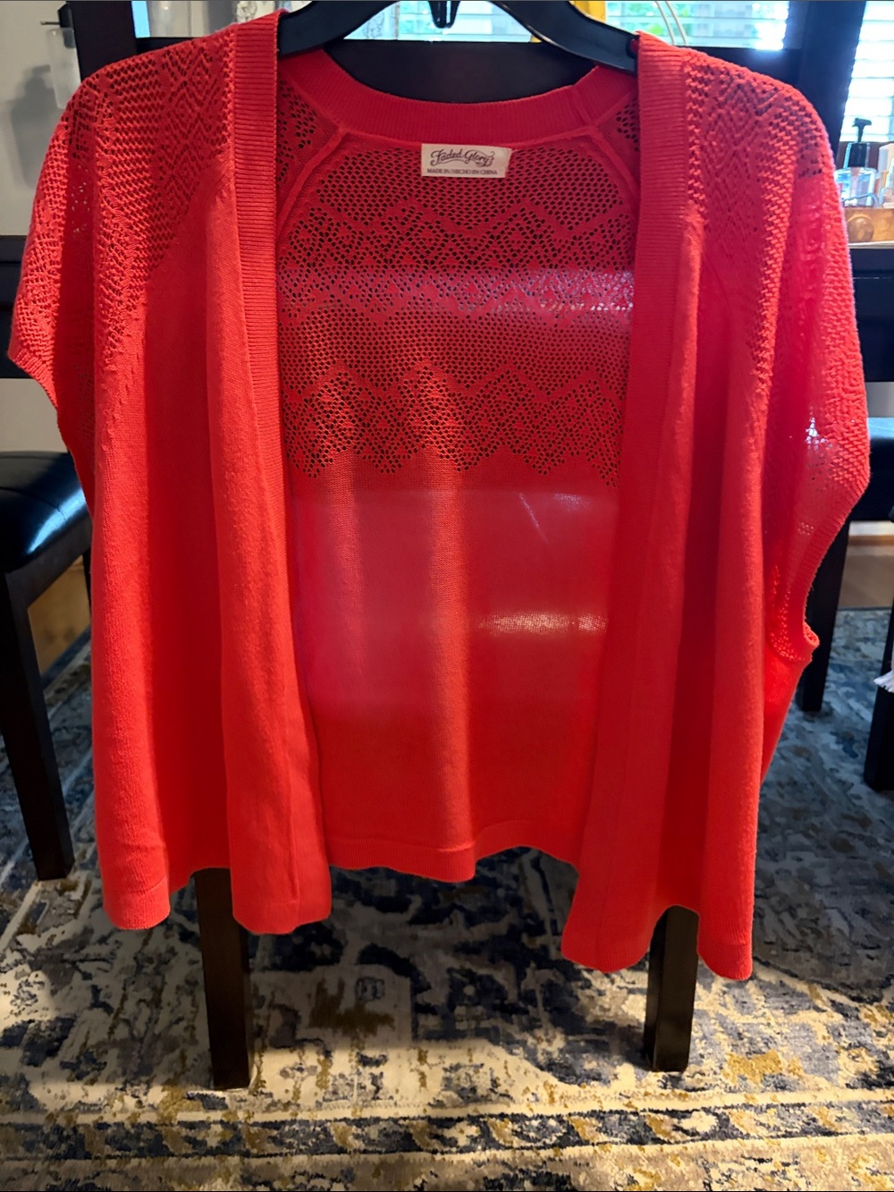 Faded glory Coral Open-Front Knit Cardigan